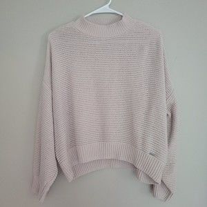 Hollister Soft Knit Cream Beige Mockneck Crop Sweater Size Large